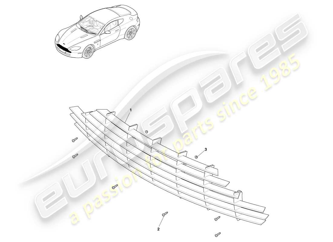 aston martin v8 vantage (2007) radiator grille part diagram