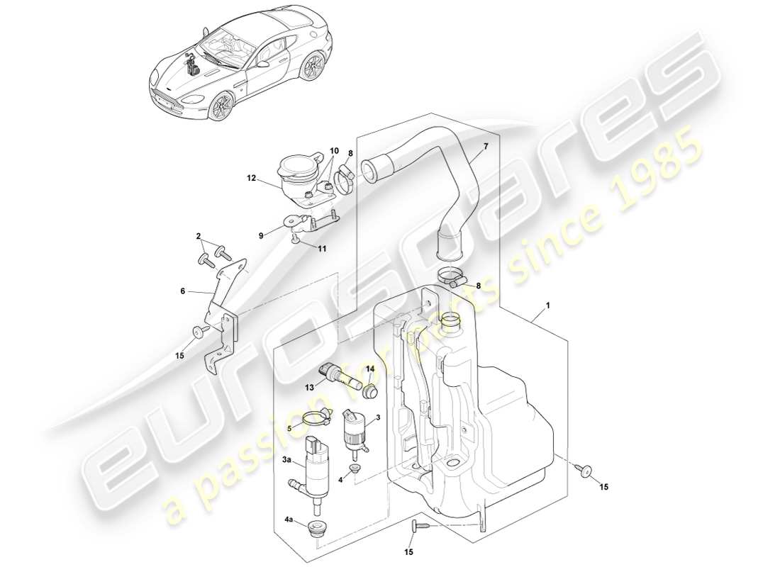 aston martin v8 vantage (2007) washer bottle part diagram