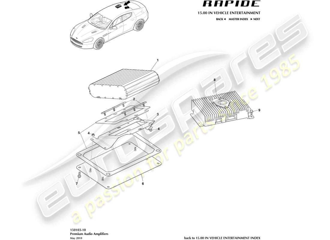 aston martin rapide (2019) dual amplifiers, up to 13my part diagram