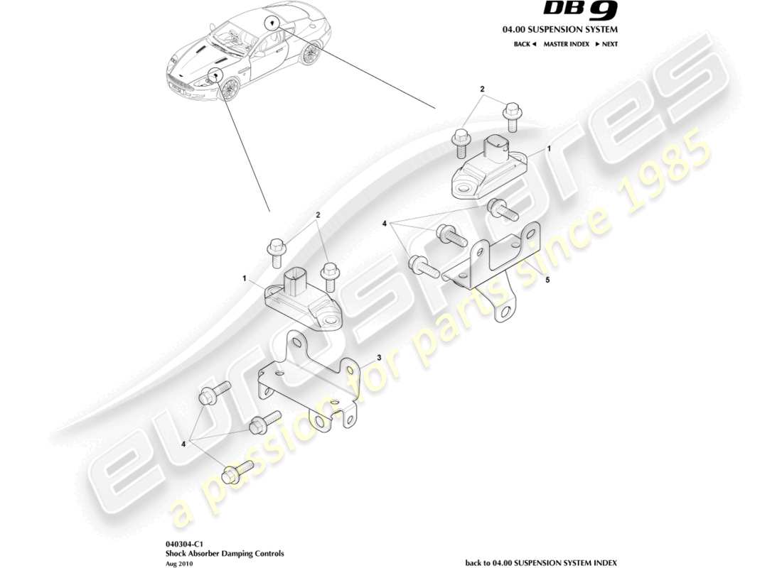 aston martin db9 (2007) shock absorber damping controls part diagram