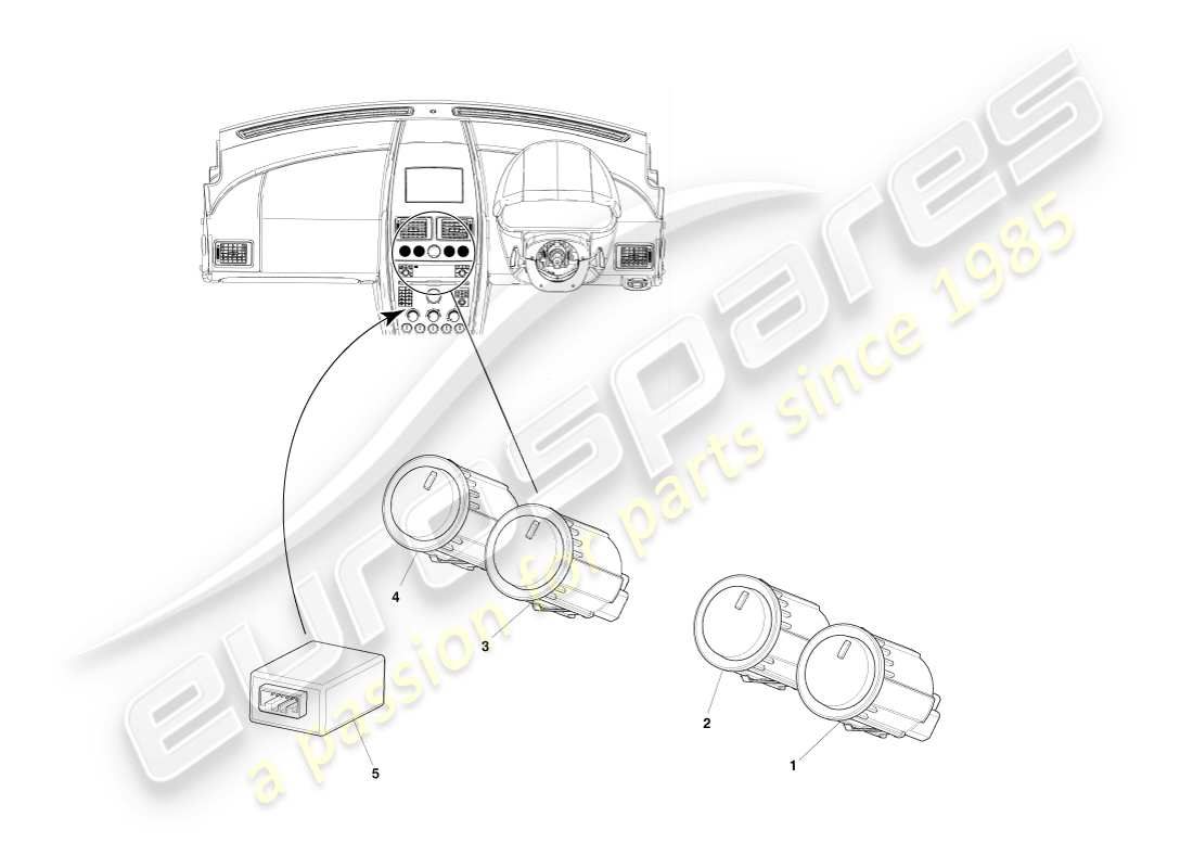 aston martin v8 vantage (2005) transmission switches part diagram