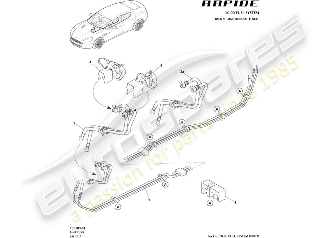 aston martin rapide (2011) fuel distribution part diagram