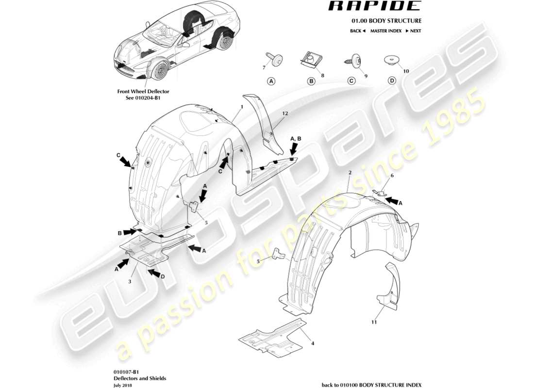 aston martin rapide (2011) rear wheel arches part diagram