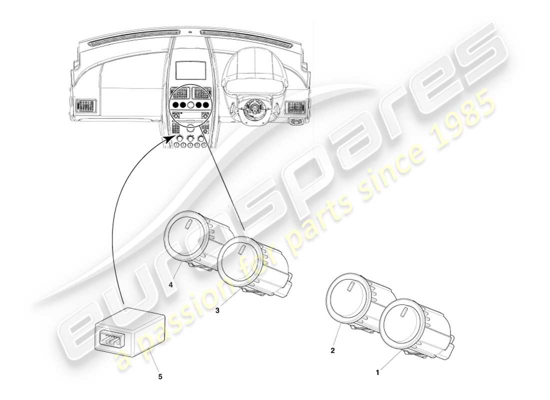 aston martin v8 vantage (2007) transmission switches part diagram