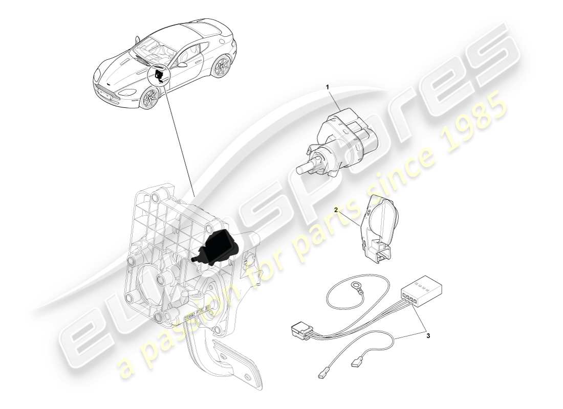 aston martin v8 vantage (2005) stop lamp switch part diagram