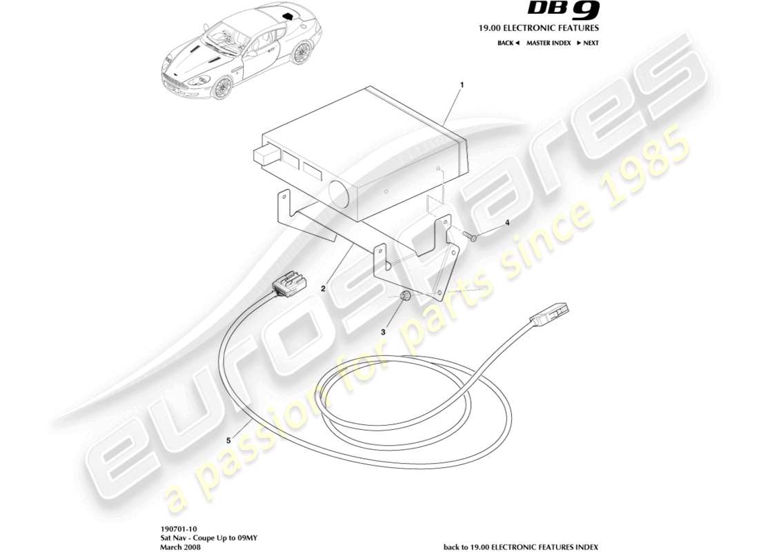 aston martin db9 (2008) sat nav, coupe, to 09my parts diagram