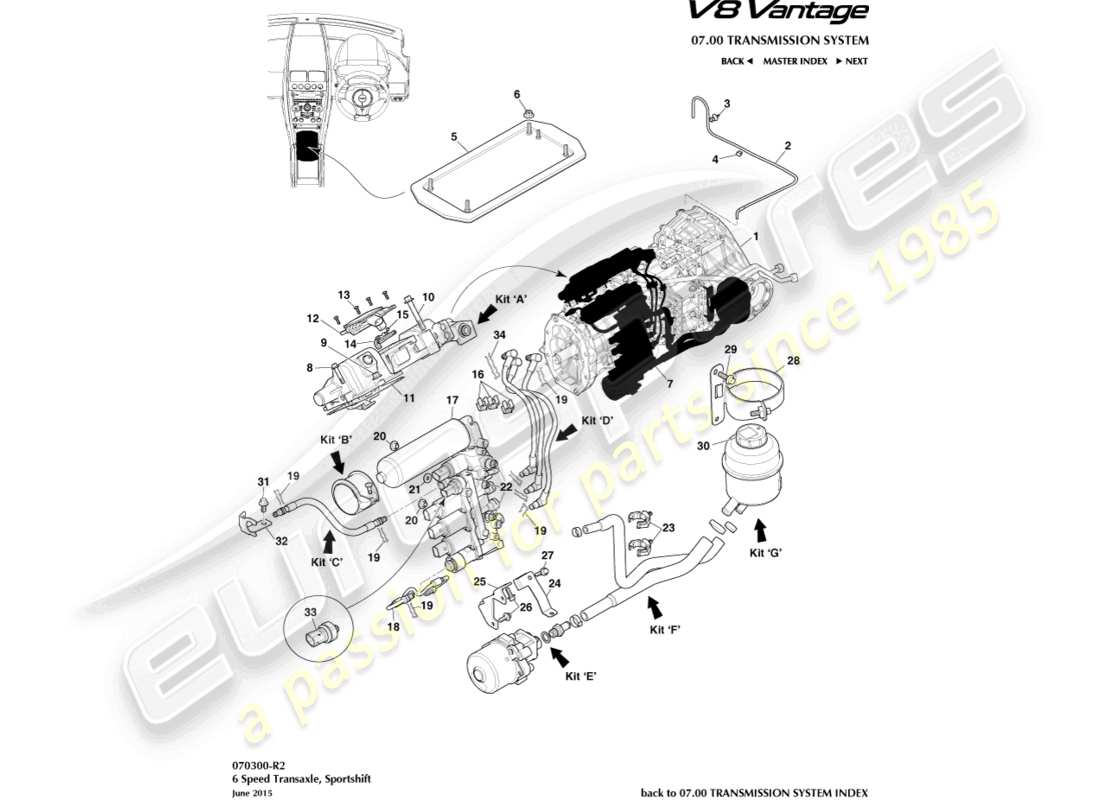 a part diagram from the aston martin v8 vantage (2013) parts catalogue