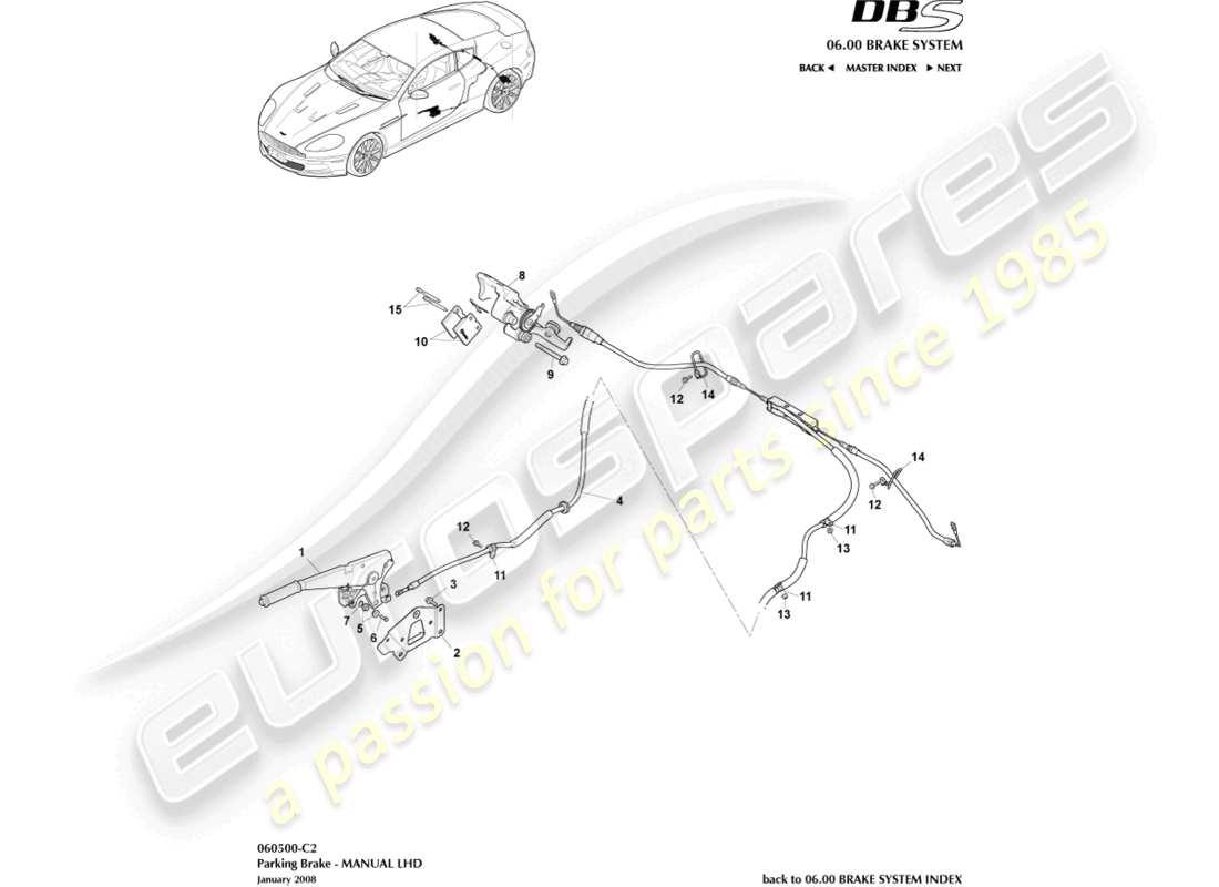 a part diagram from the aston martin dbs (2010) parts catalogue