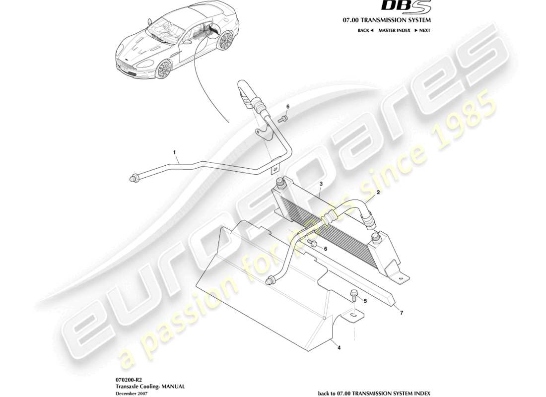 a part diagram from the aston martin dbs (2014) parts catalogue