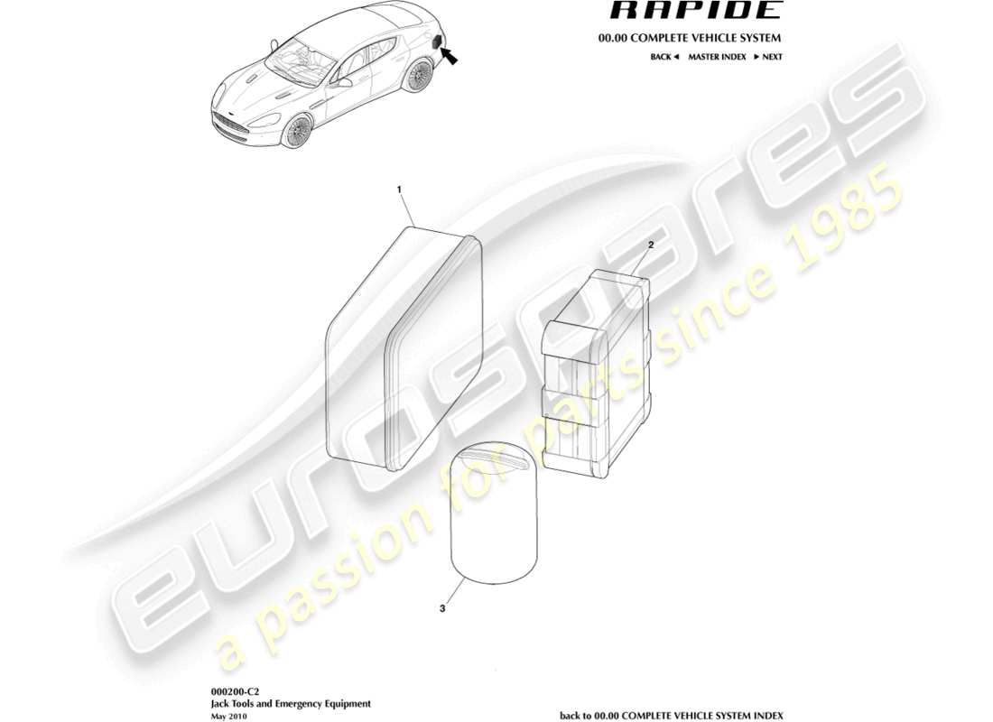 aston martin rapide (2011) tyre emergency equipment part diagram