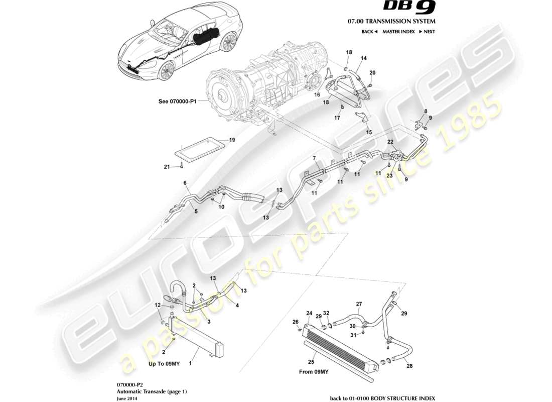 aston martin db9 (2007) transaxle cooling, auto parts diagram