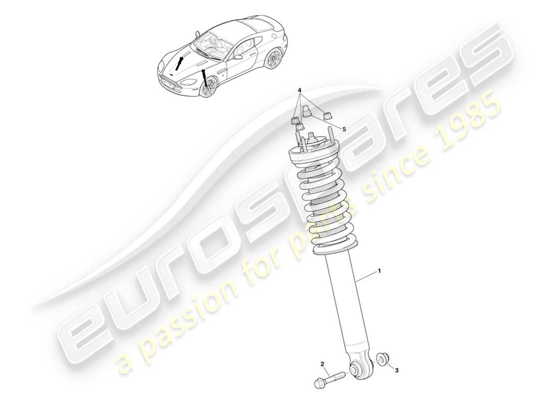 aston martin v8 vantage (2007) front spring & damper, bilstein part diagram