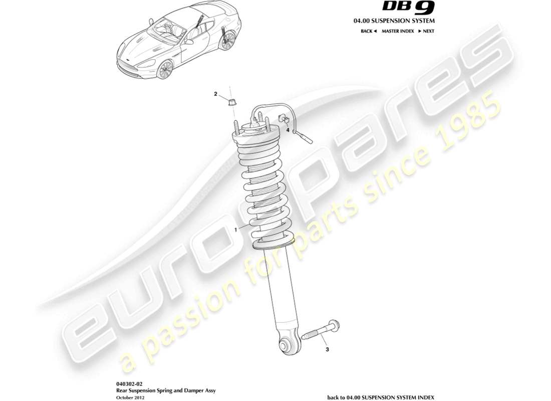 aston martin db9 (2014) rear spring & damper part diagram