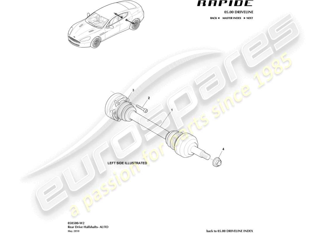 aston martin rapide (2019) rear halfshaft assembly part diagram