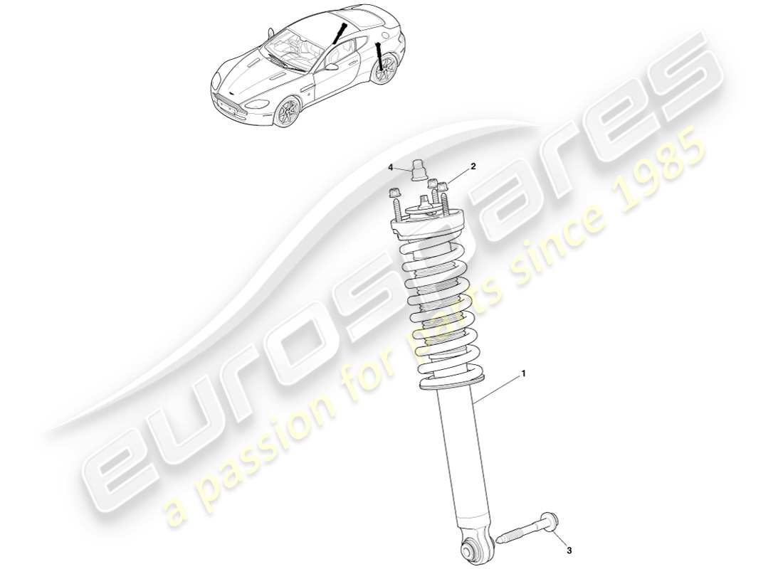 aston martin v8 vantage (2005) rear spring & damper, bilstein part diagram