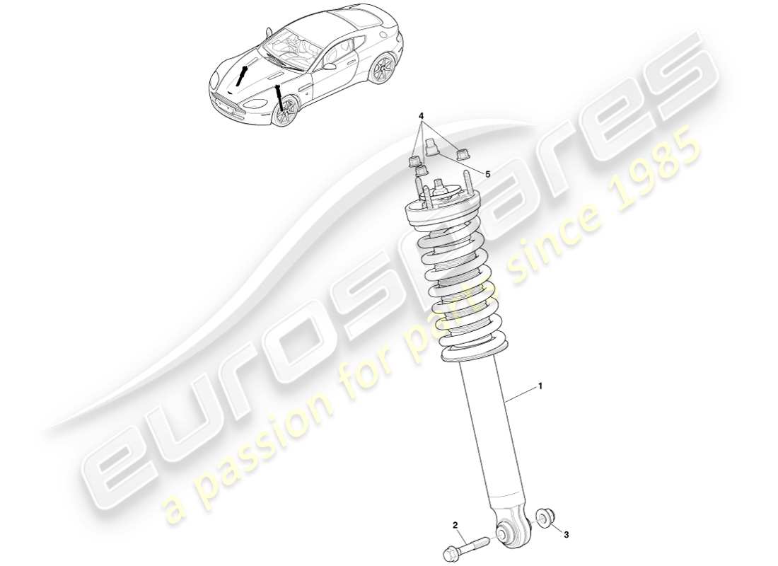 aston martin v8 vantage (2005) front spring & damper, bilstein part diagram