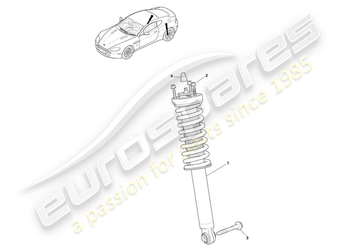 aston martin v8 vantage (2007) rear spring & damper, bilstein part diagram