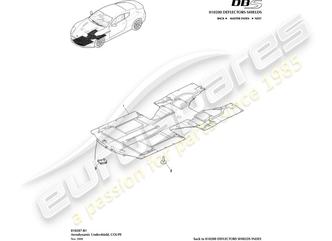 a part diagram from the aston martin dbs (2009) parts catalogue