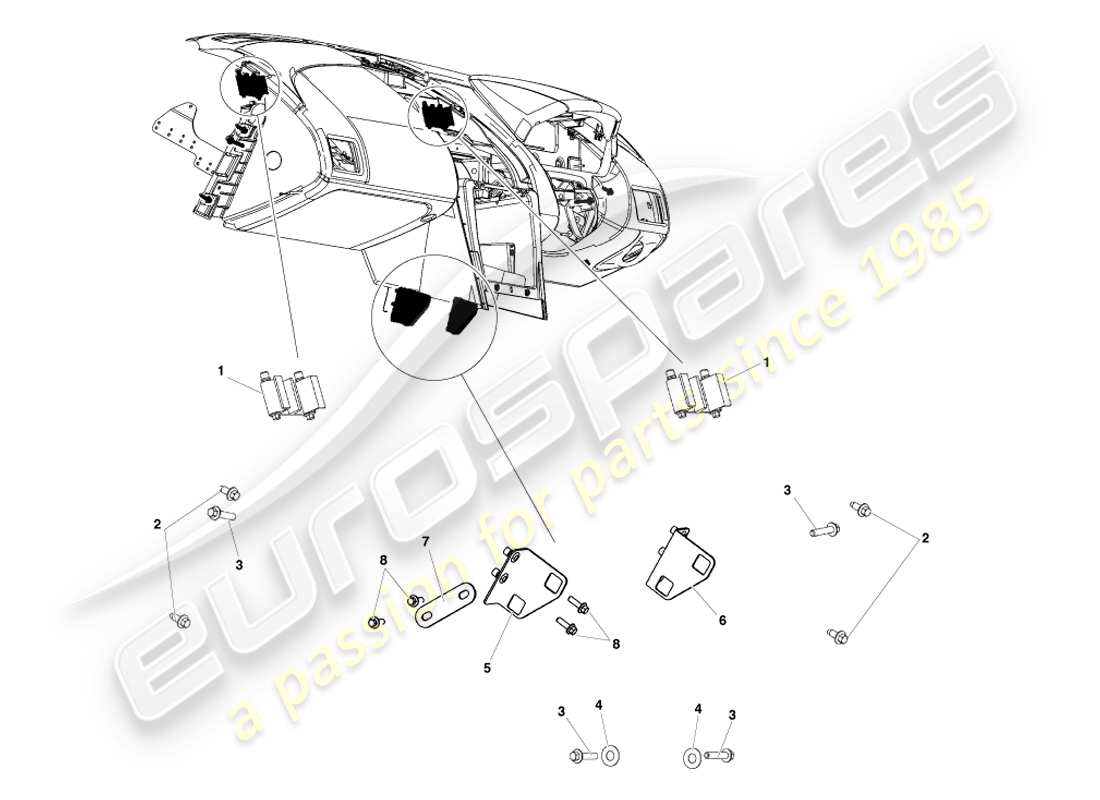 aston martin v8 vantage (2005) ccb to biw brackets part diagram