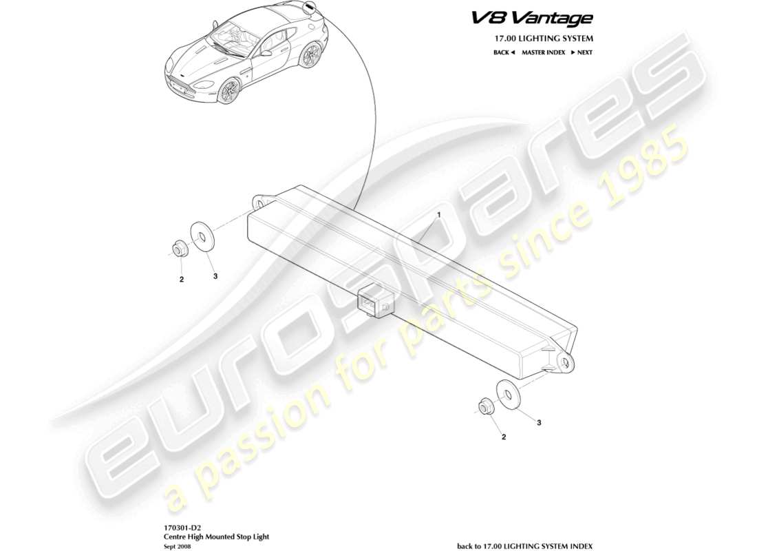 aston martin v8 vantage (2006) high mounted stop light part diagram