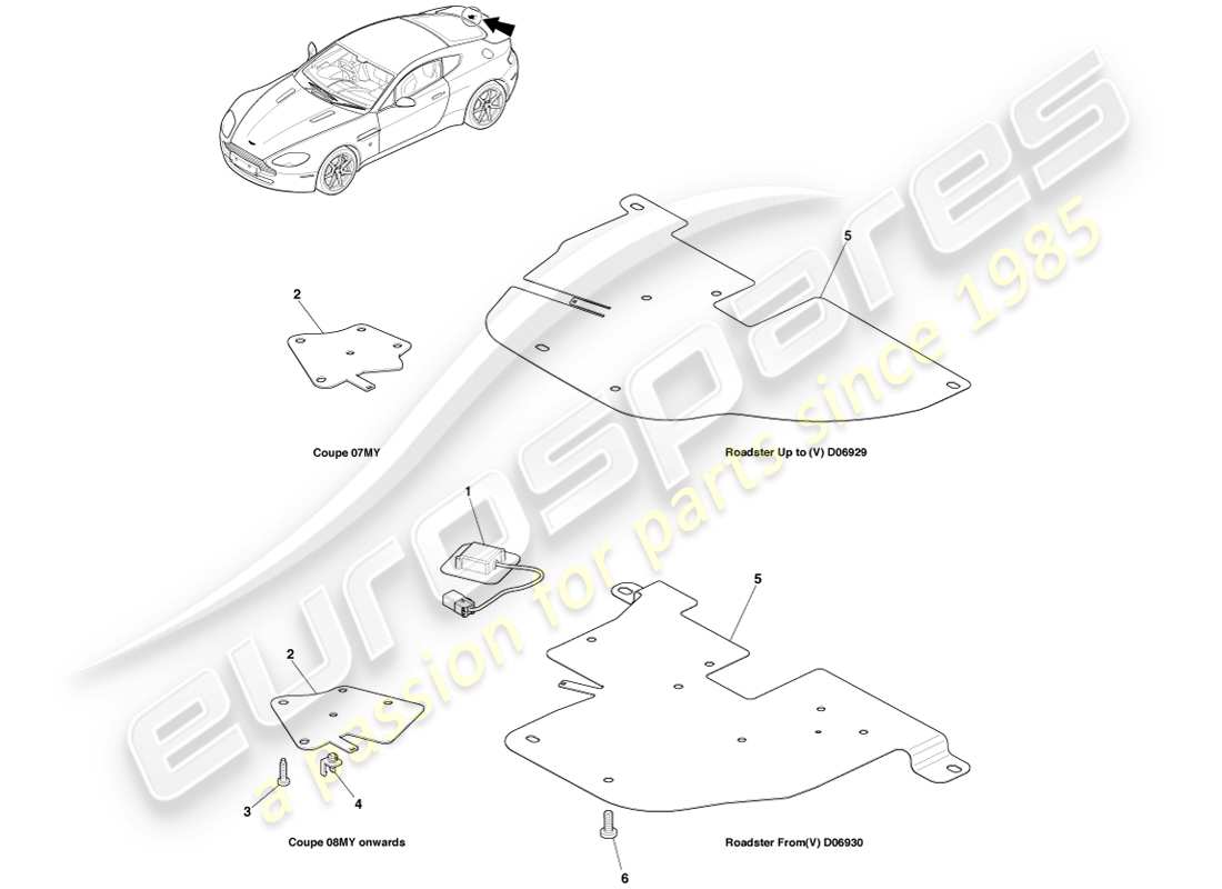 aston martin v8 vantage (2007) gps antenna part diagram