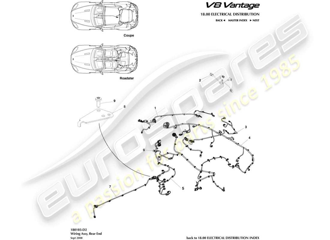 aston martin v8 vantage (2006) rear end harness part diagram