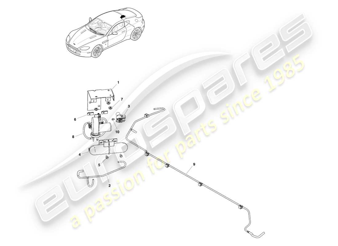 aston martin v8 vantage (2007) vacuum distribution part diagram