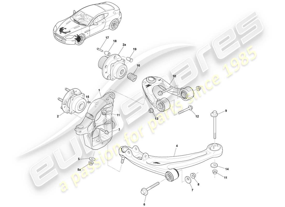 aston martin v8 vantage (2007) front suspension assembly part diagram