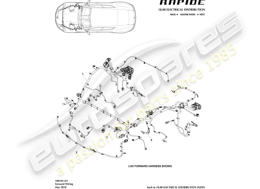 aston martin rapide (2011) front harness, to 13my part diagram