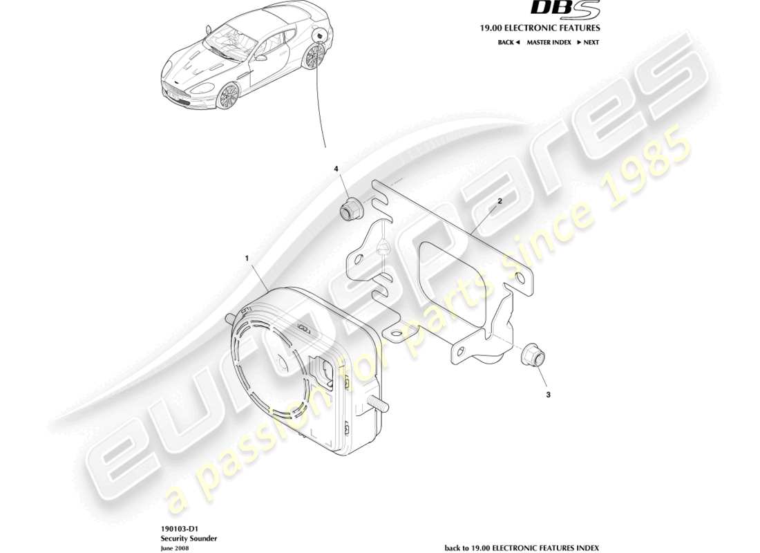 a part diagram from the aston martin dbs (2008) parts catalogue