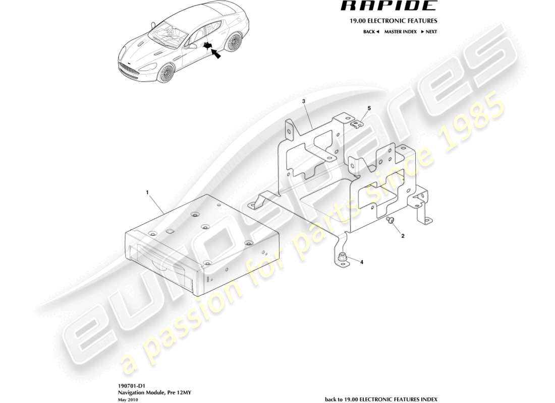 a part diagram from the aston martin rapide (2011) parts catalogue