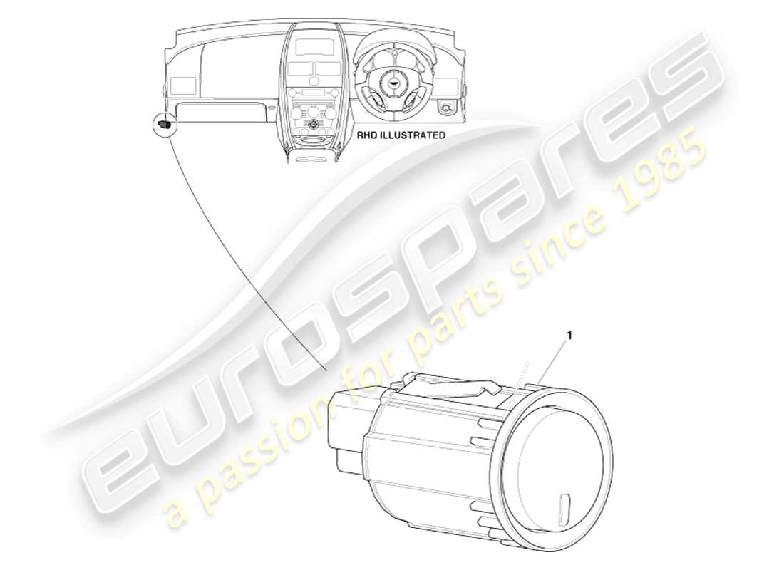 aston martin v8 vantage (2005) fuel filler release switch part diagram