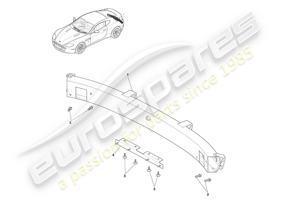 aston martin v8 vantage (2005) rear bumper armature part diagram