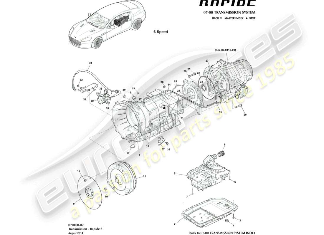 aston martin rapide (2019) transaxle, s part diagram