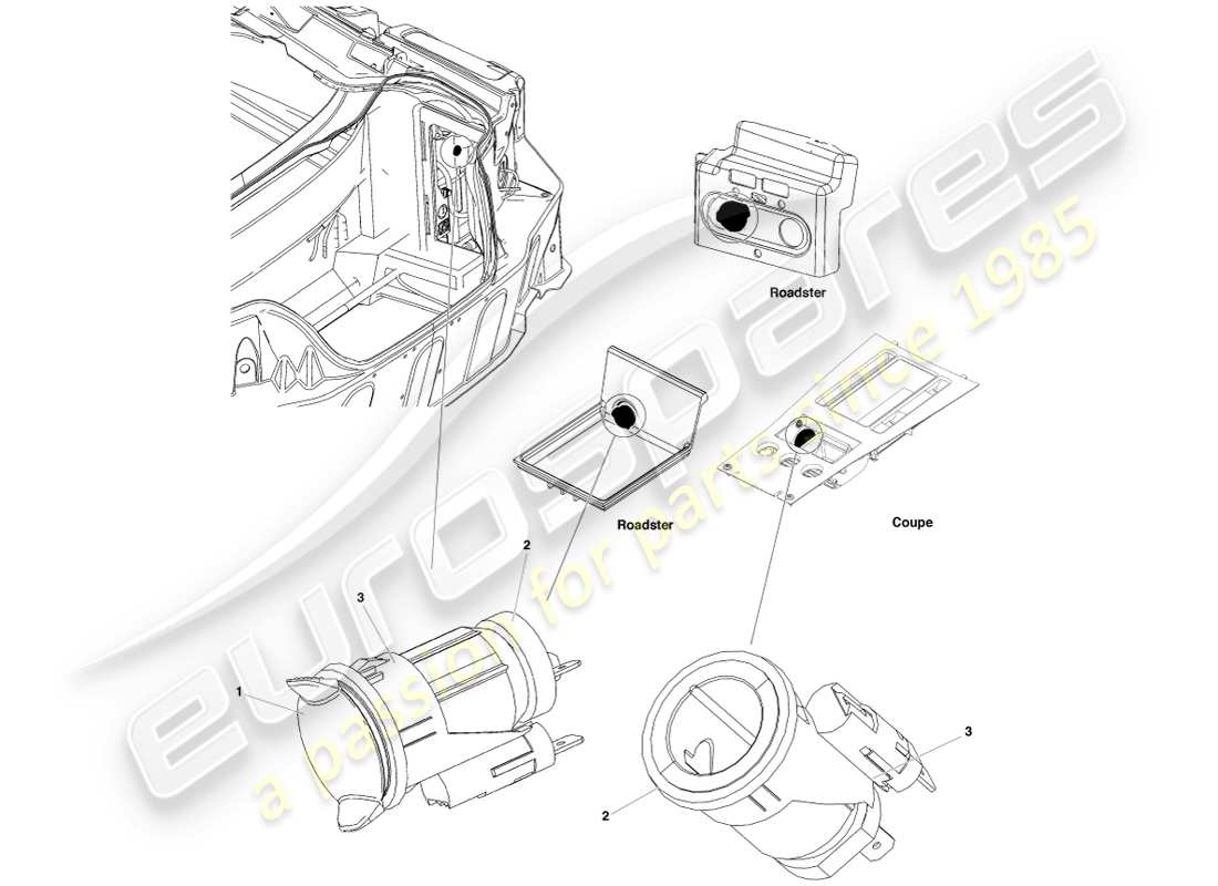 aston martin v8 vantage (2007) auxiliary socket part diagram