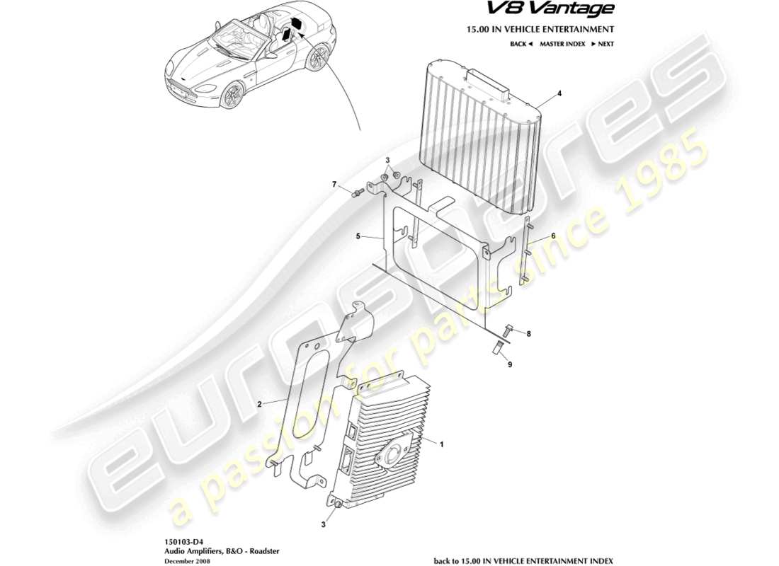 aston martin v8 vantage (2006) b&o amplifiers, roadster part diagram