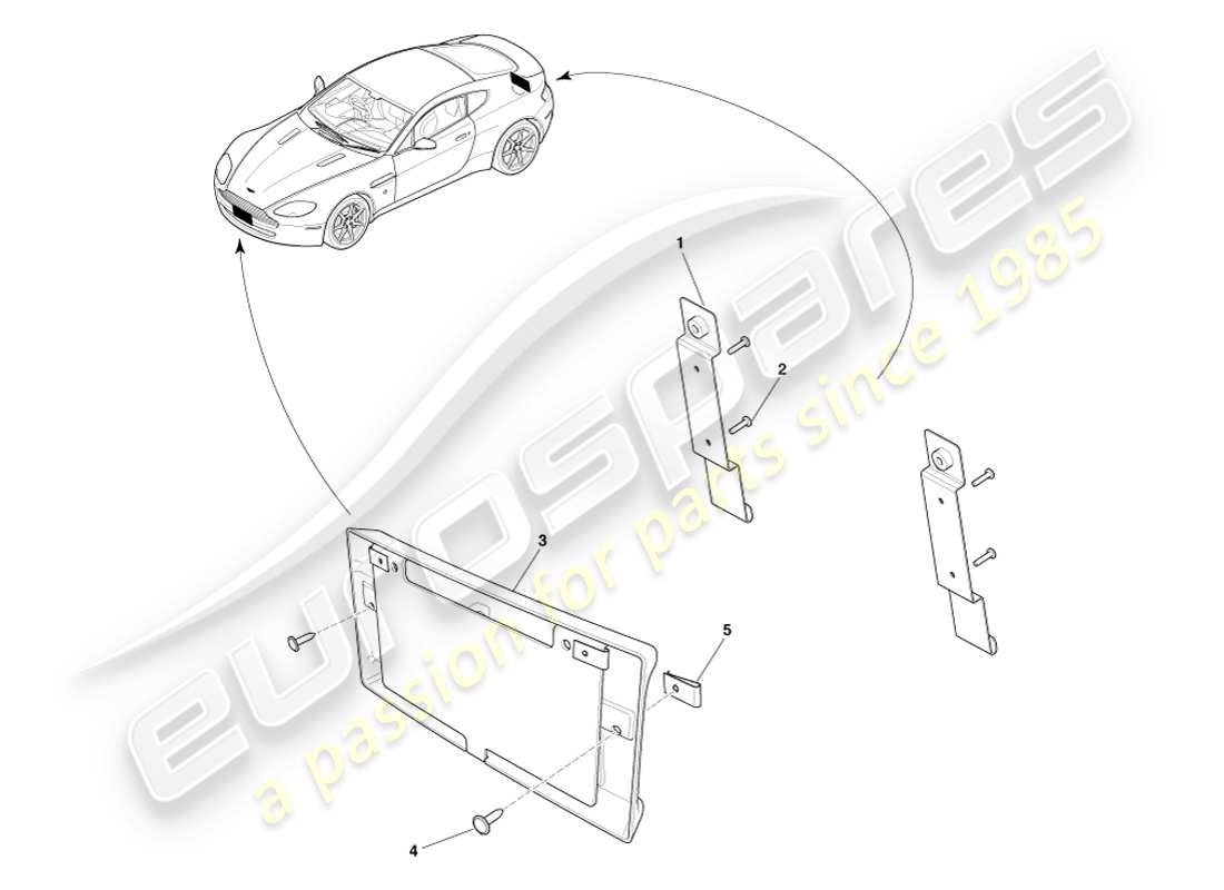 aston martin v8 vantage (2005) license plate brackets, japan part diagram