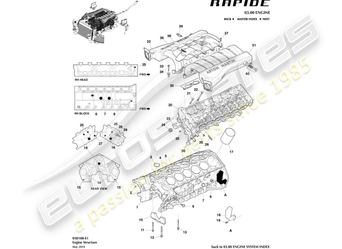 aston martin rapide (2011) engine structure part diagram