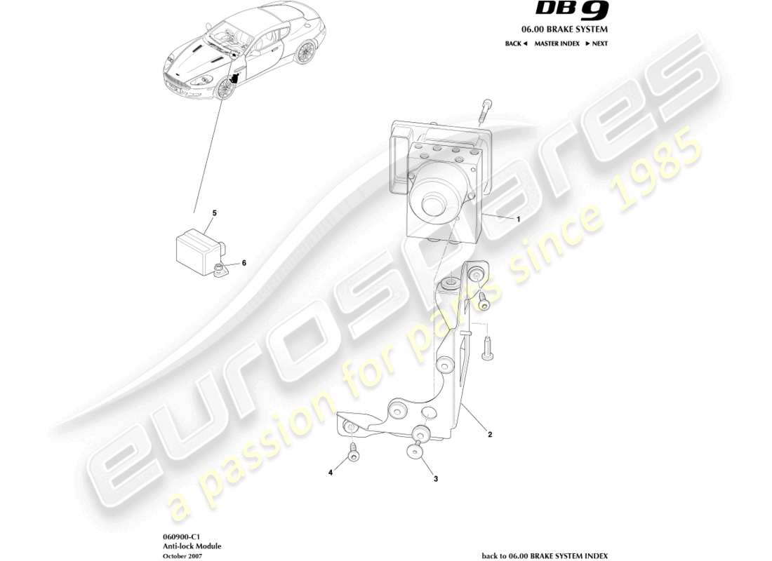 aston martin db9 (2012) anti-lock module part diagram