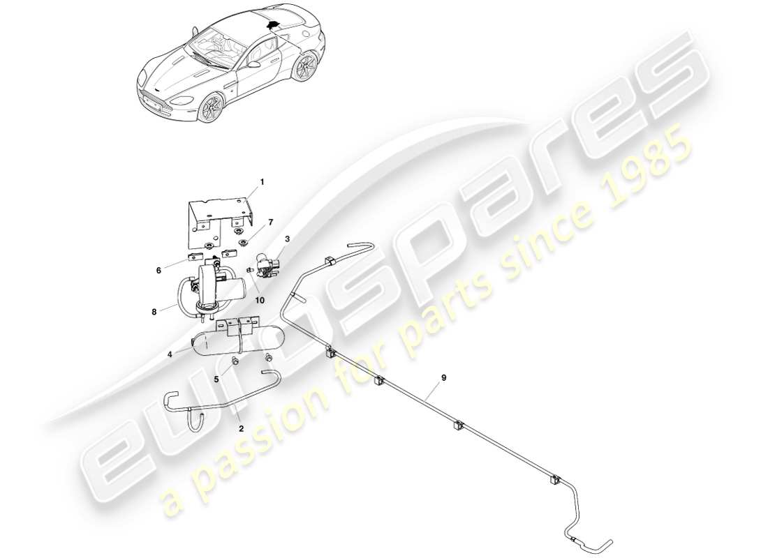 aston martin v8 vantage (2005) vacuum distribution part diagram