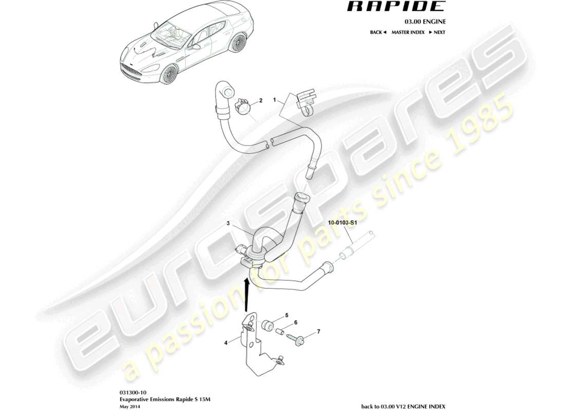 aston martin rapide (2011) evaporative emissions, 15my part diagram