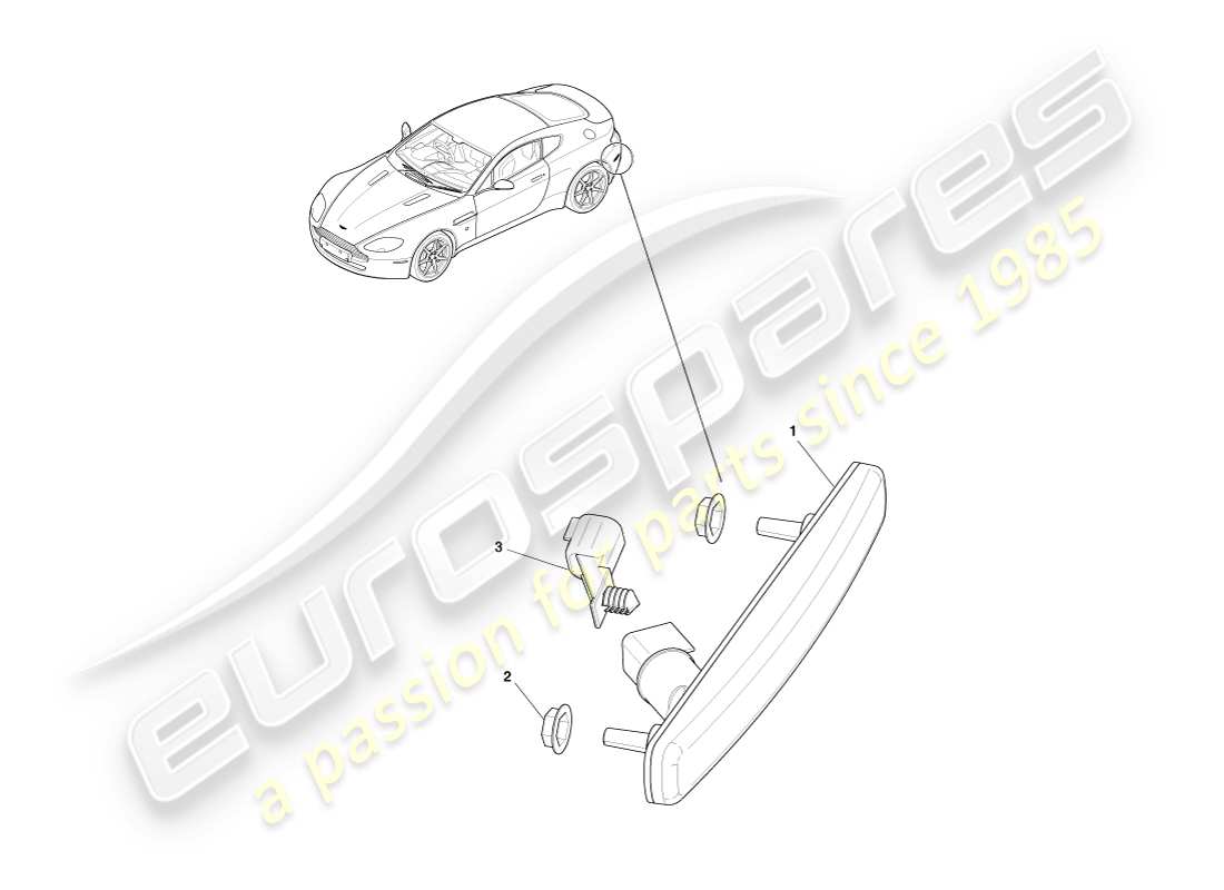 aston martin v8 vantage (2007) rear side markers part diagram