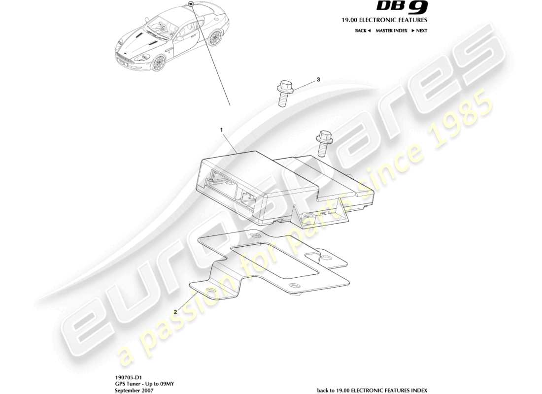 aston martin db9 (2008) gps tuner, to 09my parts diagram