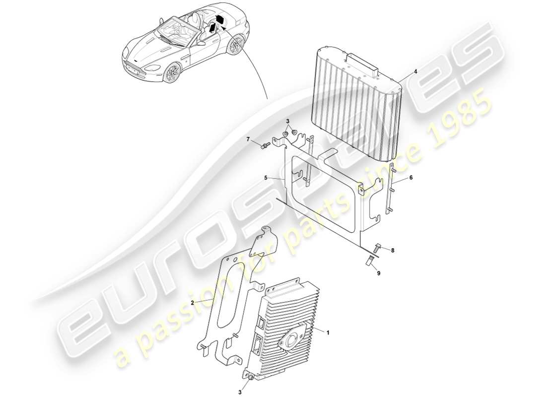 aston martin v8 vantage (2007) b&o amplifiers, roadster part diagram