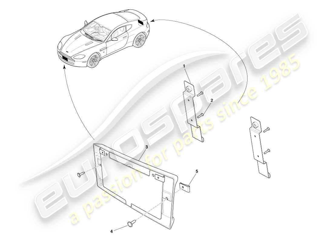 aston martin v8 vantage (2007) license plate brackets, japan part diagram