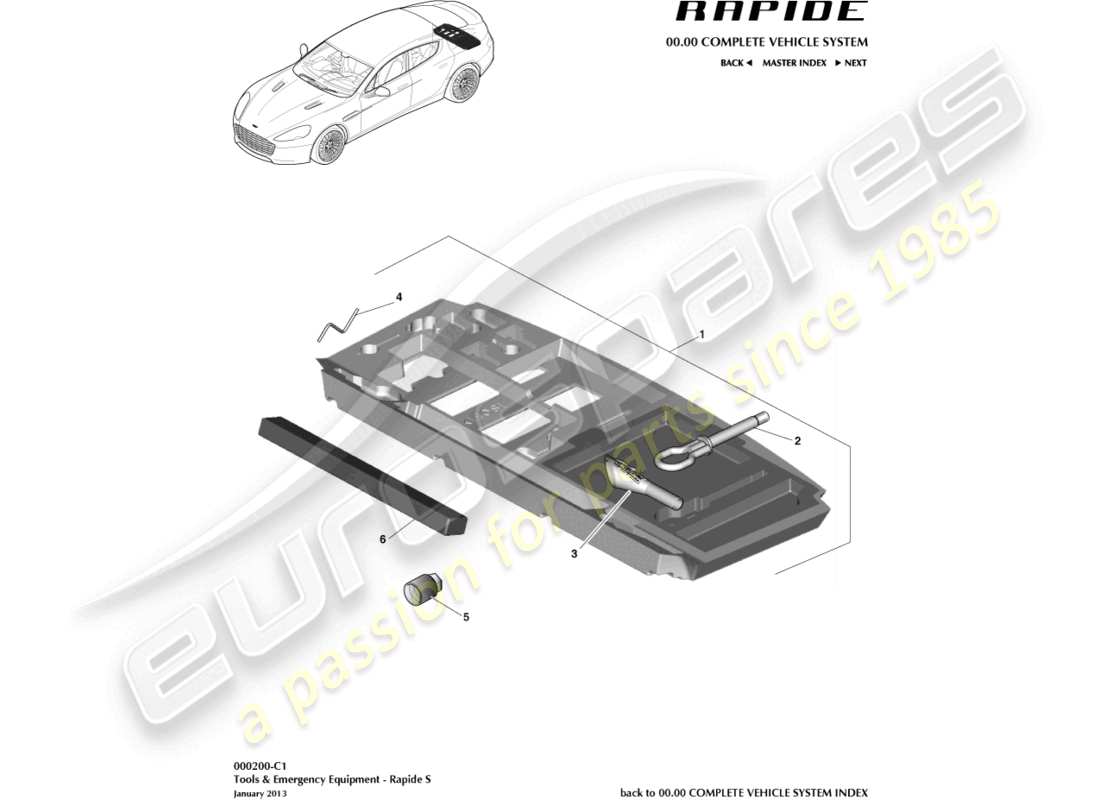 aston martin rapide (2011) tools & emergency equipment, s part diagram