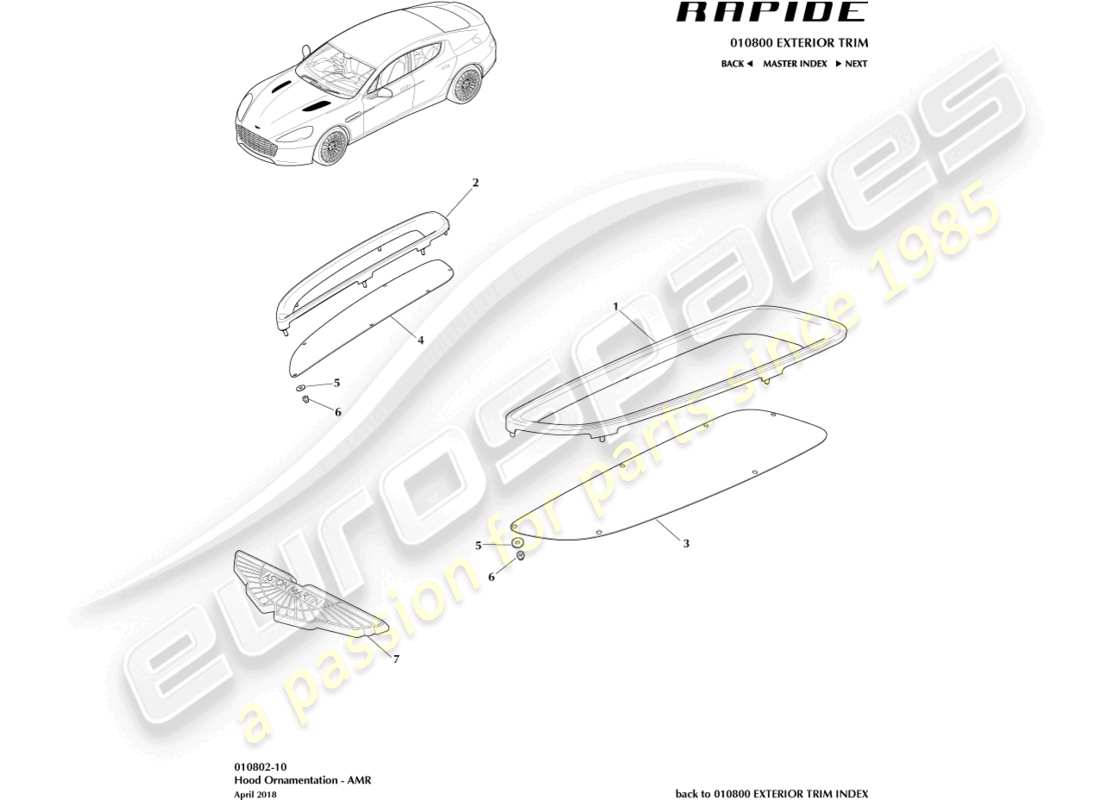 aston martin rapide (2011) front end trim, amr part diagram