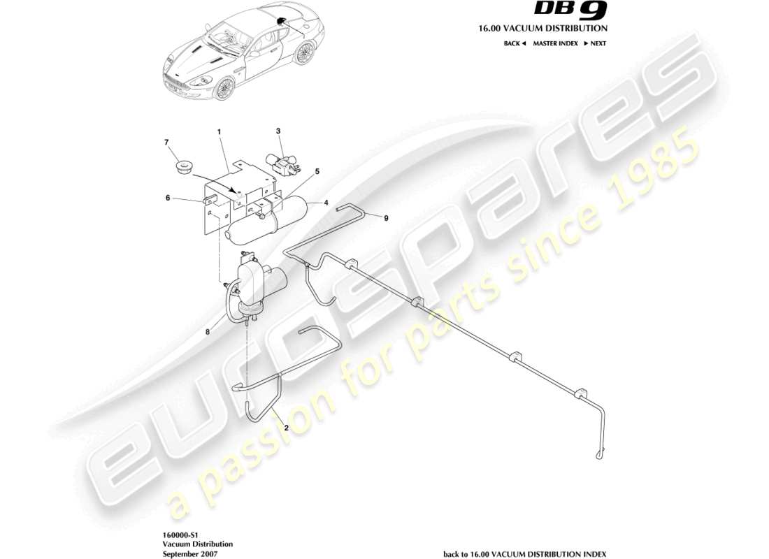 aston martin db9 (2007) vacuum distribution part diagram