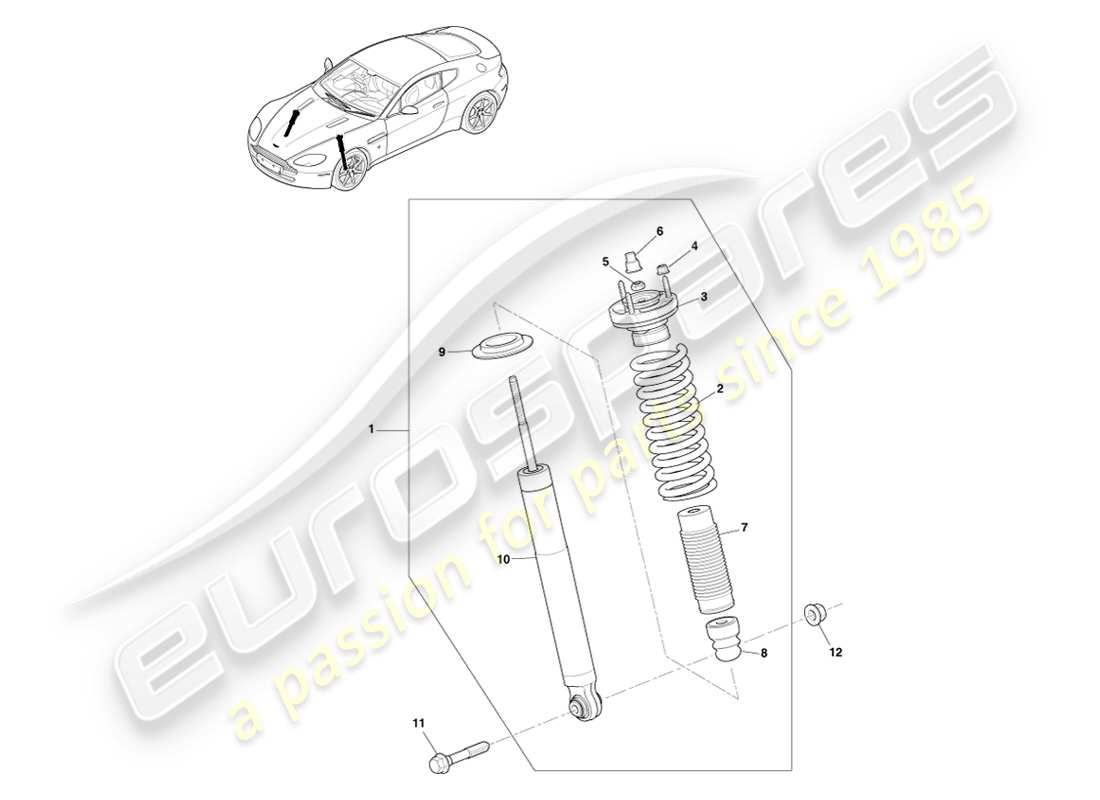 aston martin v8 vantage (2007) front spring & damper, multimatic part diagram