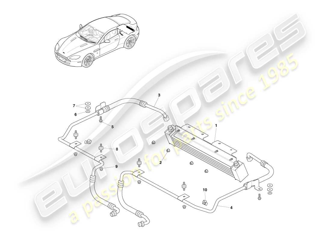 aston martin v8 vantage (2005) transmission cooler part diagram